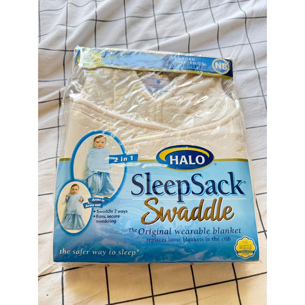 HALO SleepSack Swaddle Newborn Cream Micro-Fleece Wearable Blanket 2-in-1 NB